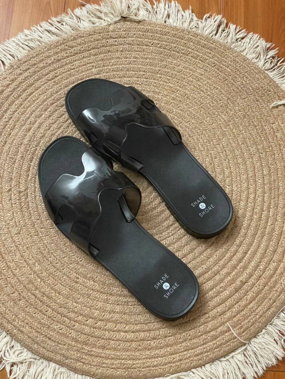Shade & Shore Black Jelly Slide Sandals Women's 9 Like New